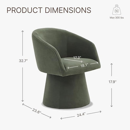 Swivel Dining Chairs Modern Accent Armchair Side Deskchair for Diningroom Vanity Bedroom Livingroom Reading Room,Green,2 Box