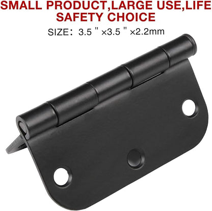 24 Pack Matte Black Door Hinges 3.5 x 3.5 Inch Interior 3 1/2 Inch Door Hinges for Doors Rounded 5/8" Radius Corners Flat Iron Hinge 3 ½"x 3 ½" Door Hardware Bisagras para Puertas Bedroom Home Decor