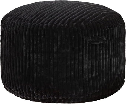 Hobestluk Bean Bag Chairs 2.5FT Bean Bag Chair with Memory Foam Filled & Stripe Plush Cover Small Bean Bag Chairs for Playroom, Living Room, Bedroom (Black)