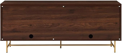 Walker Edison Reema Fluted 4-Door Kitchen Sideboard Buffet Console, 69 Inch, Gold,dark Walnut