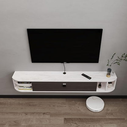 Pmnianhua Modern Floating TV Stand,55'' Under TV Shelf for 60 inch TVs,Floating TV Console,Wall Mounted TV Cabinet,Entertainment Center with Storage for Bedroom Living Room(Gray-White)