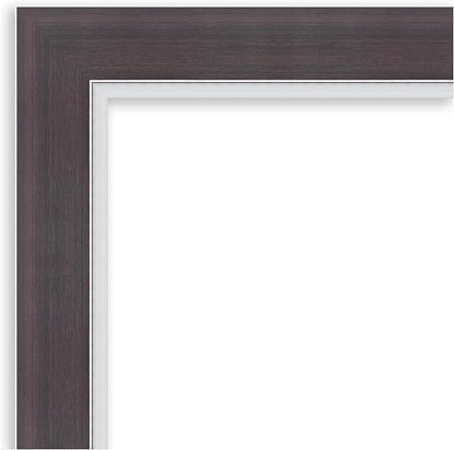 Amanti Art Brown Wall Mirror 30x24 Ellie Brown Silver Rectangle Bathroom Mirror for Wall Decor Living Room, Medium Modern Frame, Hangs Horizonally and Vertically, Bathroom Decor, Beveled Edge