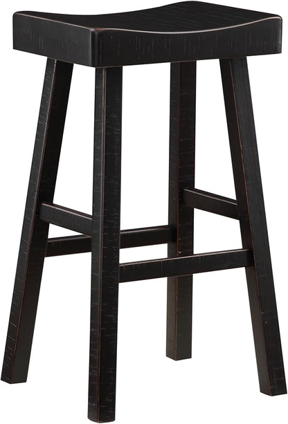 Lexicon Bar Table Set for 3, Small Kitchen Table Set Kitchen Island Table with 3 Saddle Bar Stools, 4 Piece Dining Table Set for Breakfast Nook, Living Room, Apartment, Pub Height, Black