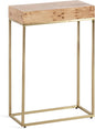 Kate and Laurel Karlsen Modern Wood and Metal Burlwood Narrow Side Table; 16 x 24 x 8; Burlwood and Gold; Slim End Table for Use as Skinny Bedroom Nightstand or Entryway Table Option