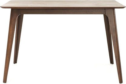 Mid-Century Modern Solid Wood Dining Table with Tapered Lesg for 4 People, 47.2inch, Kitchen or Living Room Furniture, Walnut