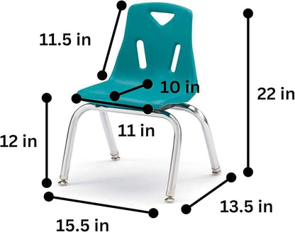 Berries Jonti-Craft 8142JC6005 Stacking Chairs with Chrome-Plated Legs, 12" Height, Teal, Pack of 6