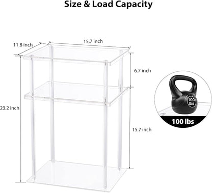 HMYHUM Clear Acrylic Side Table, 3-Tier End Table for Living Room, Small Bedside Table/Nightstand for Bedroom, Home Accent Table, Frame Design, 15.7" L x 11.8" W x 23.2" H