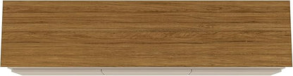 Manhattan Comfort Yonkers 71 Inch Mid Century Modern TV Stand with Storage, 3 Flip Down Door, Hole for Wire Management, Fits Up to 60" Television, Durable & Versatile Console Table, Off White/Cinnamon