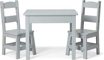 Melissa & Doug Wooden Table & Chairs-Gray Kids Furniture , Grey
