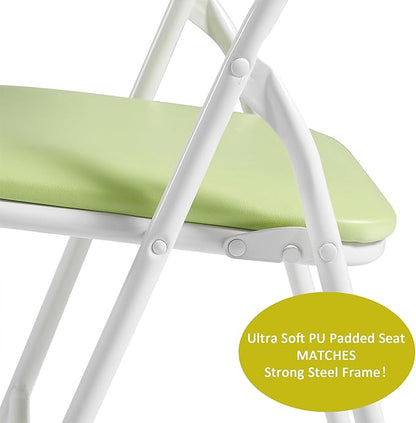 VECELO Kids Folding Activity Table and Chair Set, with Ultra Soft Padded Cushion, 5 Piece, Sage Green