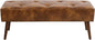 Furniliving 44 Inch Tufted Leather Bench, Leather Footrest Stool Bedroom Bench Seat, Upholstered Tufted Beathable Fabrics Ottoman Bench with X-Shaped Wood Legs for Kitchen, Solid Wood Indoor Bench