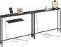 VASAGLE Set of 2 Console Tables with Power Outlets, Slim Behind Couch Sofa Tables, 5.9 x 39.4 x 31.5 Inches, 2 Hooks, Easy Assembly, for Entryway, Living Room, Ebony Black and Ink Black ULNT078B01
