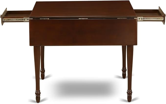 East West Furniture MZDO3-MAH-W 3 Piece Dining Room Furniture Set Contains a Rectangle Kitchen Table with Dropleaf and 2 Dining Chairs, 36x54 Inch, Mahogany