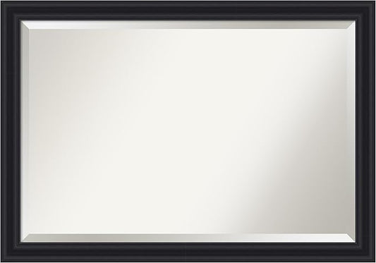 Amanti Art Black Bathroom Mirror for Over Sink, 28x40 Dalat Black Rectangle Vanity Mirror, Large Traditional Frame, Hangs Horizonally and Vertically, Bathroom Wall Decor, Beveled Edge