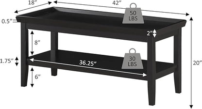 Convenience Concepts Ledgewood Coffee Table 42" - Modern Center Room Accent with Storage Shelf for Transitional, Traditional Living & Family Room, White