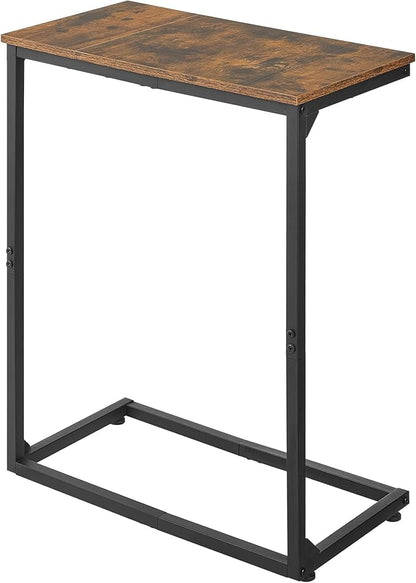 C Shape End Table, Large Surface Couch Table, C Table Sofa Side End Table, Side Table for Couch Slide Under, for Living Room, Bedroom, Home Office, Rustic Design, 21.7" D x 11.8"W x 26.4"H