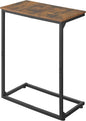 C Shape End Table, Large Surface Couch Table, C Table Sofa Side End Table, Side Table for Couch Slide Under, for Living Room, Bedroom, Home Office, Rustic Design, 21.7" D x 11.8"W x 26.4"H