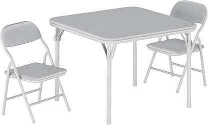 GarveeHome 3-Piece Kids Folding Table and Chairs Set, Toddlers Children's Activity Table and Chairs Set for Dining Room,Daycare,Classrooms