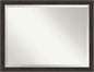 Amanti Art Brown Wall Mirror 34x44 Shipwreck Greywash Narrow Rectangle Bathroom Mirror for Wall Decor Living Room, X-Large Traditional Frame, Hangs Horizonally and Vertically, Bathroom Decor, Beveled