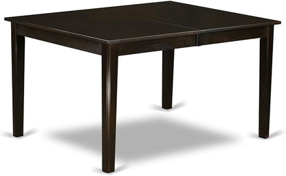East West Furniture HEDR9-CAP-03 9 Piece Dining Room Table Set Includes a Rectangle Kitchen Table with Pedestal and 8 Brown Linen Fabric Parson Dining Chairs, 42x72 Inch, Cappuccino