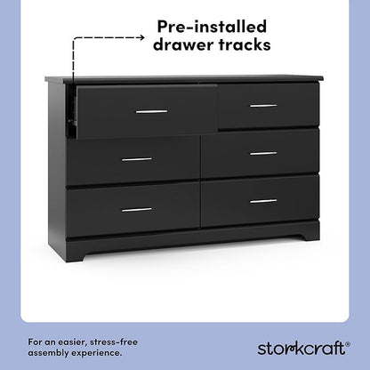 Storkcraft Brookside 6-Drawer Dresser (Black) – GREENGUARD Gold Certified, Nursery & Kids Storage, Nursery Essentials, Kids Room Storage, Durable Bedroom Dresser