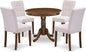 East West Furniture ANAS5-AWA-08 5 Piece Mid Century Dining Table Set Consists A Kitchen Table and 4 Mist Beige Polyester Fabric Dining Chairs, Antique Walnut