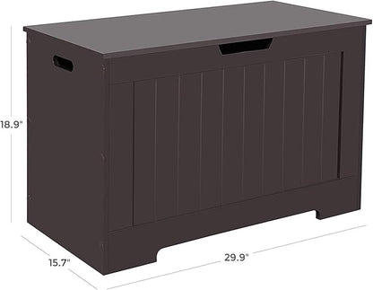 VASAGLE Storage Chest, 29.9 Inches Width Storage Bench, Entryway Bench with 2 Safety Hinges, Shoe Bench, Farmhouse Style, for Entryway, Bedroom, Living Room, Espresso Brown ULHS11BR.