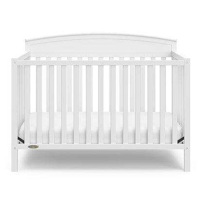 Graco Benton 5 in 1 Convertible Crib (GREENGUARD Gold Certified) with Premium Foam Crib and Toddler Mattress Included - White, Converts from Baby Crib to Toddler Bed, Daybed and Full-Size Bed