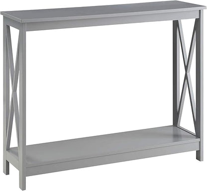 Convenience Concepts Oxford Console Table 39.5" - Sofa Table with Storage Shelf, Transitional Entryway Hall Table for Living Room and Bedroom, Display Foyer Table, Gray