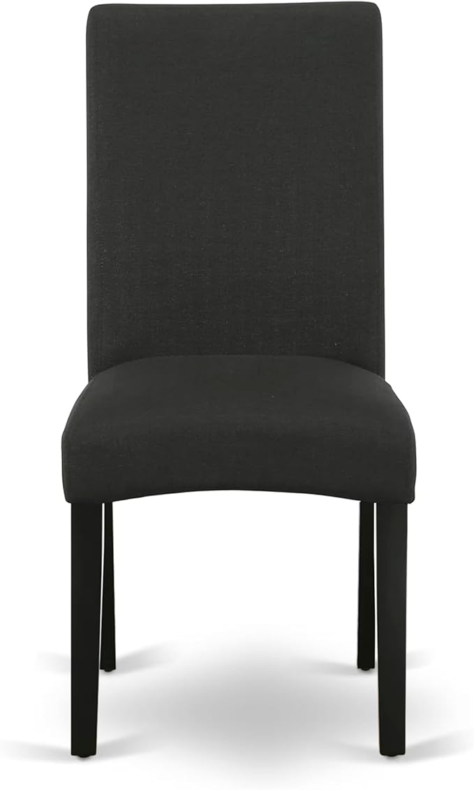 East West Furniture V697DR124-7 7 Piece Modern Dining Table Set Consist of a Rectangle Wooden Table with V-Legs and 6 Black Color Linen Fabric Parsons Dining Chairs, 40x72 Inch, Multi-Color