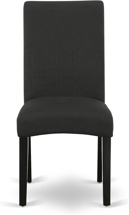 East West Furniture V697DR124-7 7 Piece Modern Dining Table Set Consist of a Rectangle Wooden Table with V-Legs and 6 Black Color Linen Fabric Parsons Dining Chairs, 40x72 Inch, Multi-Color