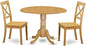 East West Furniture DLBO3-OAK-W 3 Piece Dining Set Contains a Round Dining Room Table with Dropleaf and 2 Wood Seat Chairs, 42x42 Inch, Oak