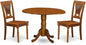 East West Furniture DLPL3-SBR-W 3 Piece Dining Table Set for Small Spaces Contains a Round Dining Room Table with Dropleaf and 2 Wood Seat Chairs, 42x42 Inch, Saddle Brown