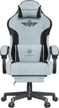 GTPLAYER Gaming Chair with Footrest, Big and Tall Game Chair High Back Computer Office Chair with Lumbar Support for Adults, Ergonomic Swivel Games Chair with Cushion Gaming Velvet Fabric Light Blue