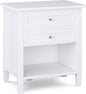 SIMPLIHOME Warm Shaker SOLID WOOD 24 Inch Wide Transitional Bedside Nightstand Table in White, For the Living Room and Bedroom