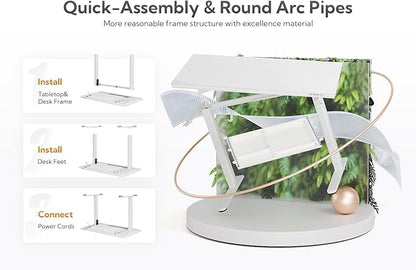 INNOVAR Wireless Charging Standing Desk with Drawers, Adjustable Height Electric Desk, 48 inch, Super White