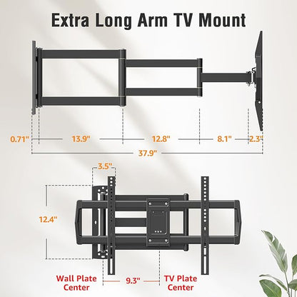 ELIVED Outdoor Long Arm TV Wall Mount for Most 42-75 Inch TVs, 37.9 Inch Long Extension Corner TV Mount, Weatherproof Full Motion tv Bracket Anti-Rust for Patio, Holds 99 lbs. Max VESA 600x400mm