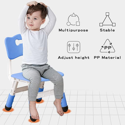 4 Piece Kids Chair Set 3 Levels Adjustable Stackable Kids Chairs Ideal for Playrooms, Schools, Daycares and Homes Washable and Easy to Clean Max Weight 220LB(Navy Blue4piece Set)