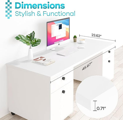 Kaboon 45.67"x23.62" White Table Top, Solid One-Piece Desktop, Reversible Melamine Countertop, Double Desks, L-Desk DIY