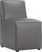 Manhattan Comfort Anna Square Modern Dining Chair with Head to Toe Faux Leather Upholstery and Plastic Foot Padding, Luxury Accent Furniture, Set of 1, Pewter