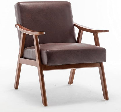 Container Furniture Direct Accent Chair with Microfiber Upholstery and Solid Wood Frame, Classic Mid-Century Modern Living Room Furniture for Extra Seating, Dark Brown
