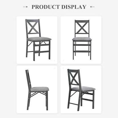 COLAMY Folding Dining Chairs Set of 6, Foldable Chairs with Padded Seats, Wood Folding Dining Room Chairs for Kitchen, Party, Camping, Dark Grey