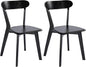 DELAVIN Soild Wood Dining Chairs Set of 2, Oak Wood Kitchen Chairs, Mid Century Modern Dining Room Chairs, Black