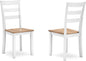 Signature Design by Ashley Gesthaven Solid Wood Frame Dining Chair, Set of 2, White/Natural