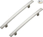 5 Pack Cabinet Handles 5" Hole Center - Curved Cabinet Pulls Brushed Nickel Drawer Pulls for Kitchen Cupboard Solid Hardware for Dresser Drawer Arch Hardware