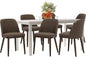 COLAMY 60 Inch Rectangular Kitchen Dining Table for 6, Modern Farmhouse Dining Table Set for 6, Wood Dining Table and Upholstered Dining Chairs for Kitchen, Dining Room, Restaurant, White/Dark Brown