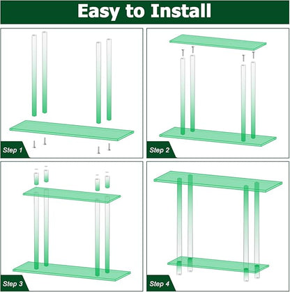 Acrylic Narrow Console Table for Entryway 7.6" D x 39.4" W x 31.5" H Clear Modern Skinny Bookshelf Slim Entry Table Waterfall Desk Furniture for Sofa Foyer Hallway Living Room Dining Room