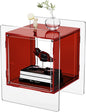Acrylic Nightstand Colorful Bedside Table with Open Storage Shelf,Clear Side Table for Living Room (1, Red)