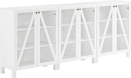 Crosley Furniture Cassai 3-Piece Entertainment Center TV Stand, Media Console, Vinyl Record Storage, White