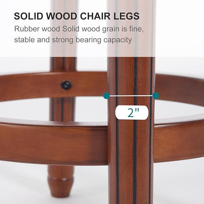 Cow top Leather Wooden Bar Stools, 360 Degree Swivel Bar Height Chair with Backs for Home Kitchen Counter, Morden Chair Barstools (Black, Bar Height-Seat Height 29.5”)